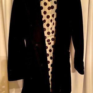 Tulle Black Peacoat with polka dot lining.